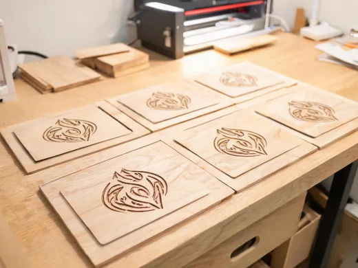 engraved wood product packaging inserts