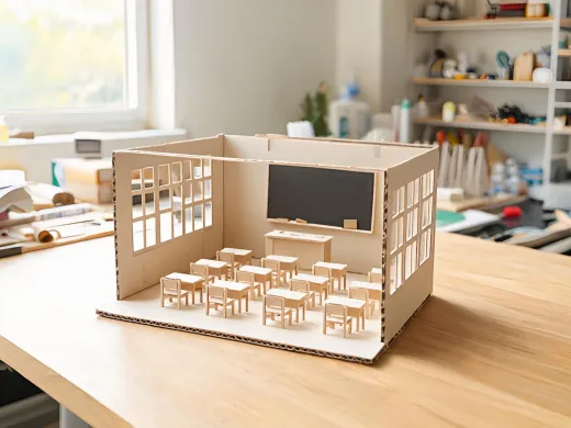 paperboard classroom model cut with laser