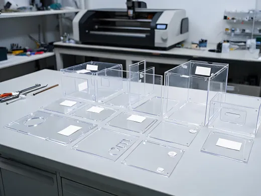 prototype enclosure panels cut from acrylic